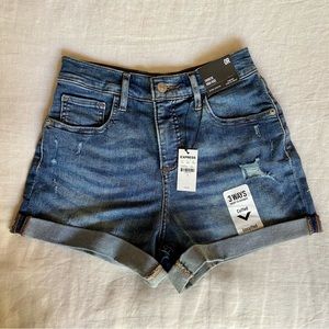 NWT Express Shortie High Rise Hyper Stretch Jean Shorts size 0R
